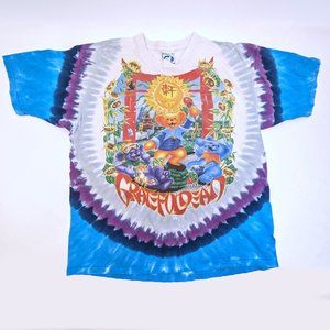 Vintage 1997 Grateful Dead Chinese New Year Tie Dye Liquid Blue Shirt Men's XL